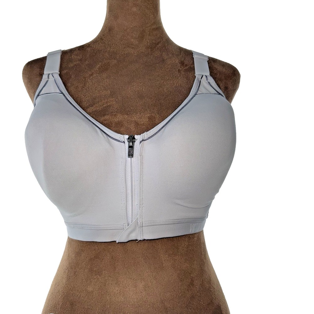 Victoria Sport Underwire front zip‎ 34DD light gray
